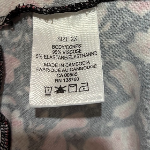 NWOT, Penningtons, Plus Size Floral Stretch Dress, 2X, Pink, Black, White - Picture 9 of 10